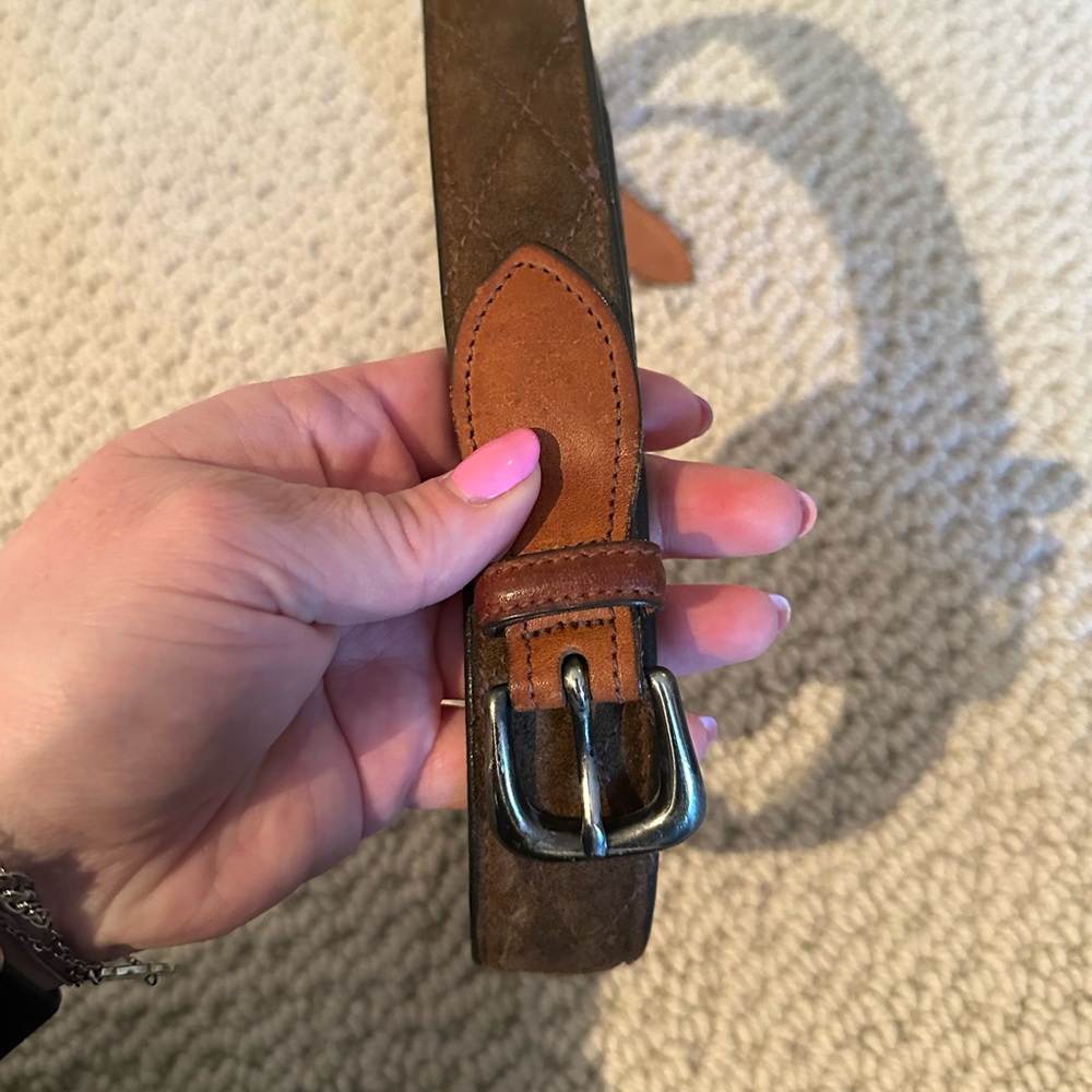 Brown Leather Belt with Silver Buckle Paul Stuart